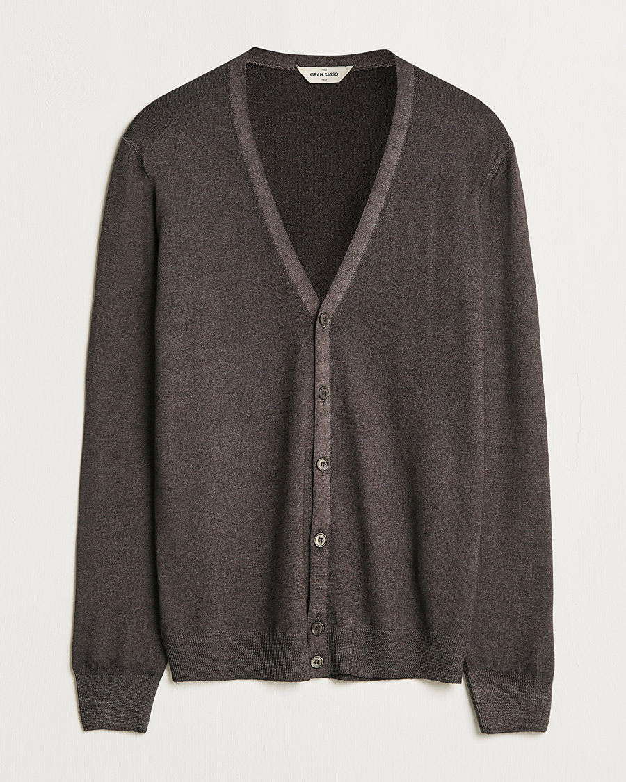 Homme | Pulls Et Tricots | Gran Sasso | Vintage Merino Fashion Fit Cardigan Brown