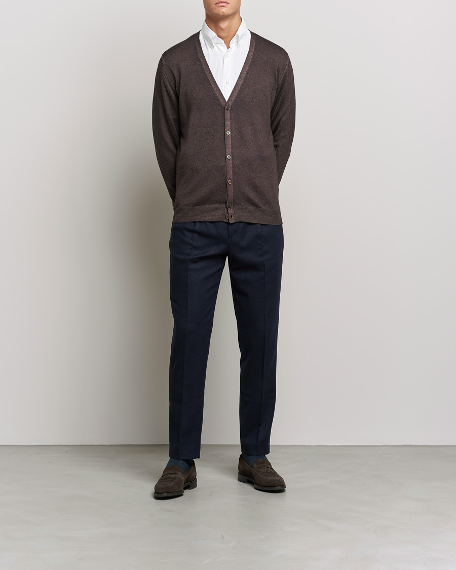 Homme | Pulls Et Tricots | Gran Sasso | Vintage Merino Fashion Fit Cardigan Brown