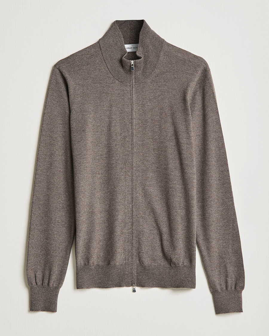 Homme | Pulls Et Tricots | Gran Sasso | Merino Fashion Fit Full Zip Mud Brown