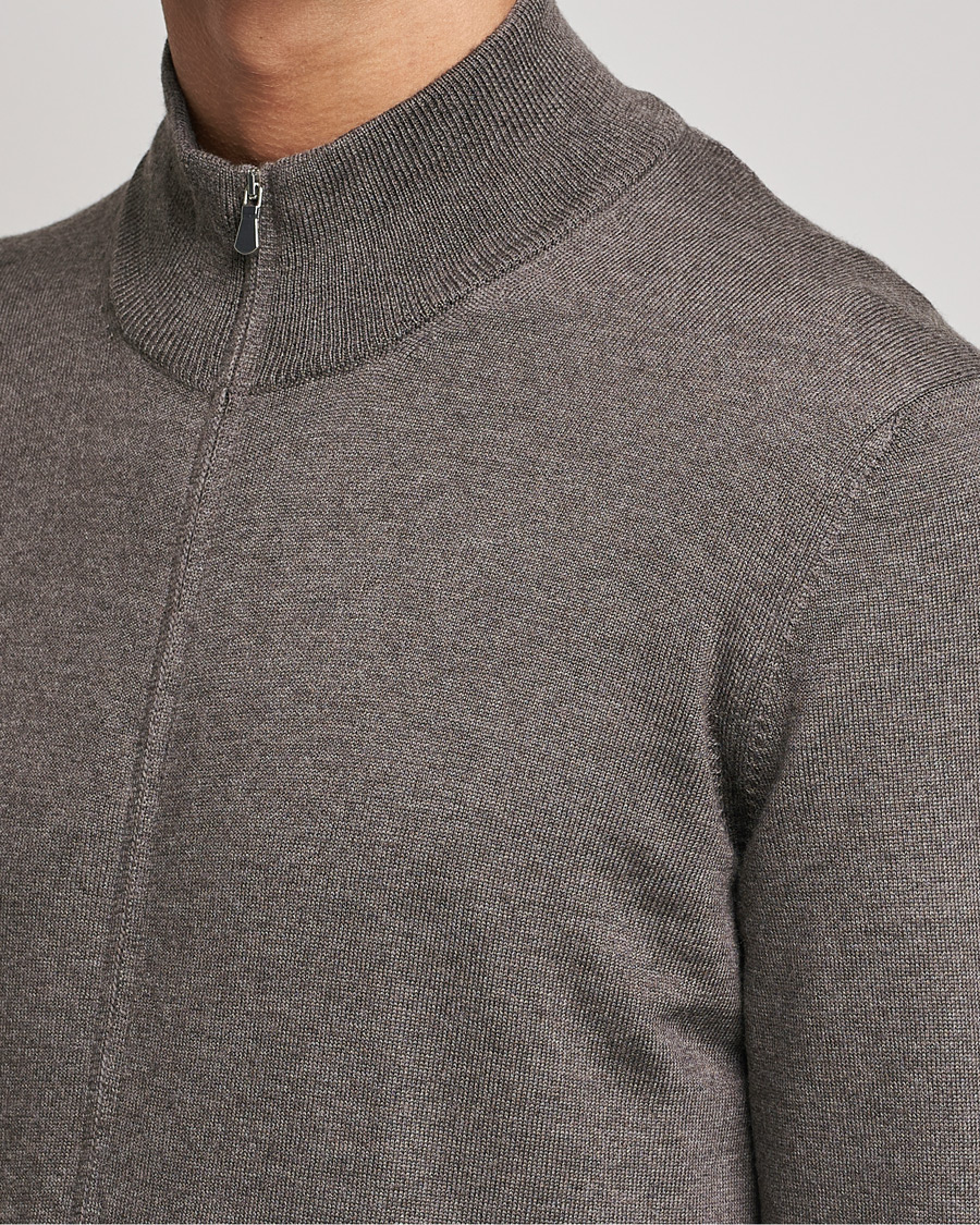 Homme | Pulls Et Tricots | Gran Sasso | Merino Fashion Fit Full Zip Mud Brown