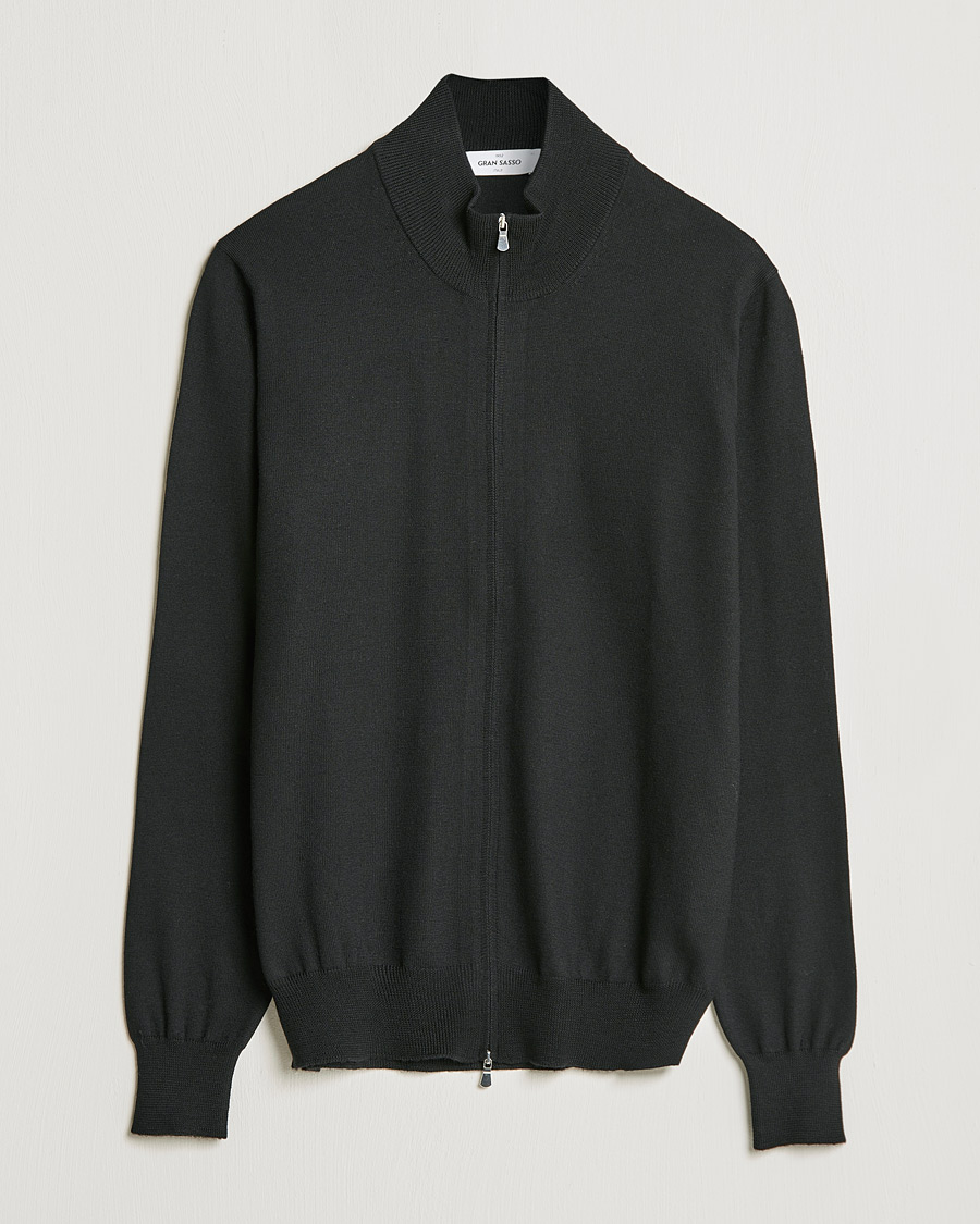 Homme | Pulls Et Tricots | Gran Sasso | Merino Fashion Fit Full Zip Black