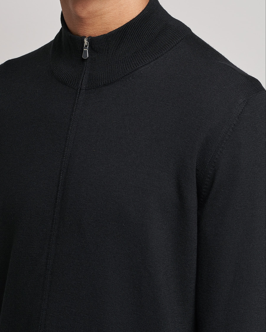Homme | Pulls Et Tricots | Gran Sasso | Merino Fashion Fit Full Zip Black