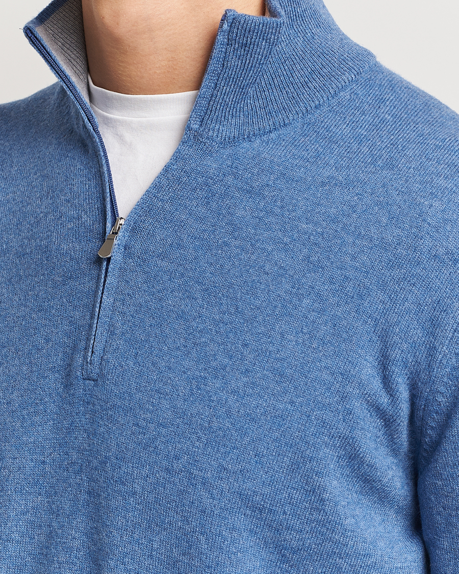 Homme | Pulls Et Tricots | Gran Sasso | Wool/Cashmere Half Zip Light Blue Melange