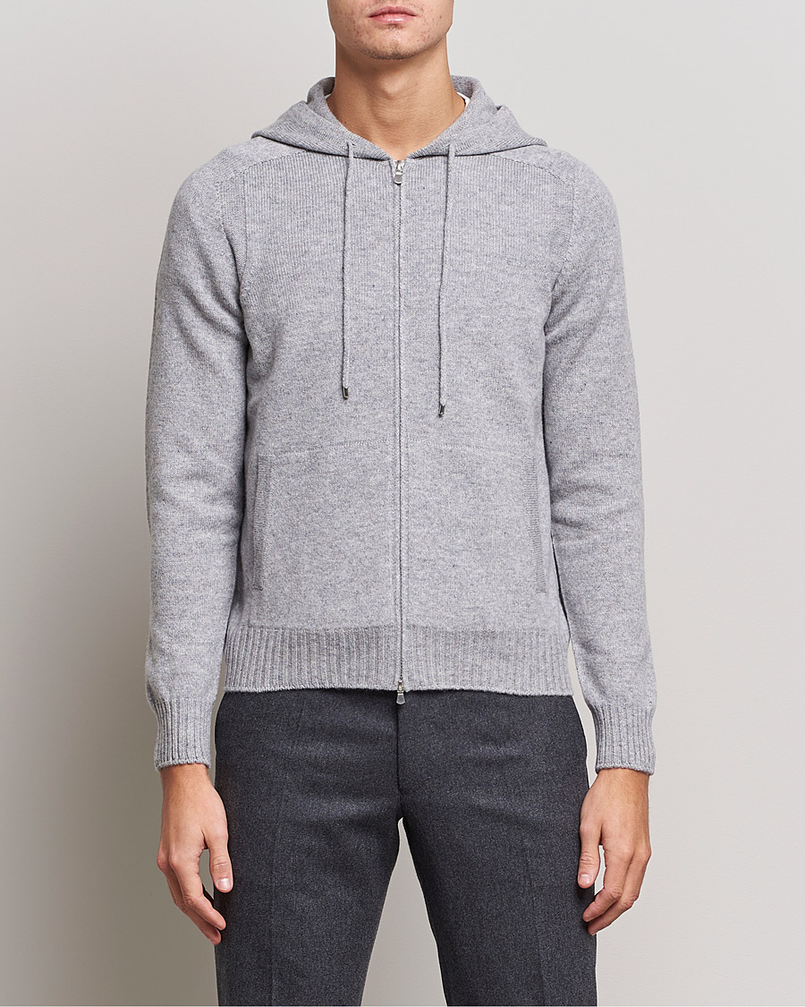 Homme | Pulls Et Tricots | Gran Sasso | Full Zip Wool Hoodie Light Grey
