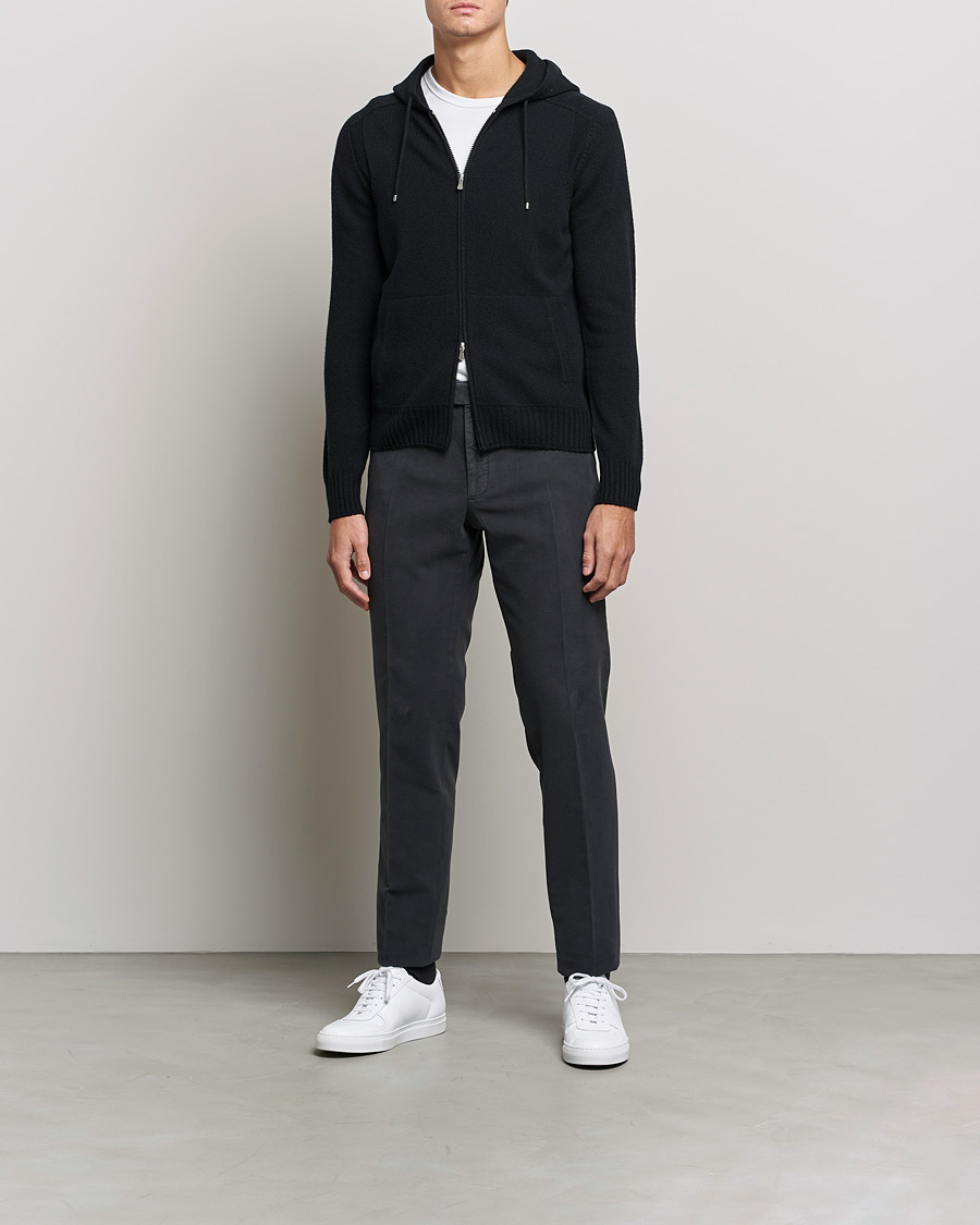 Homme | Pulls Et Tricots | Gran Sasso | Full Zip Wool Hoodie Black
