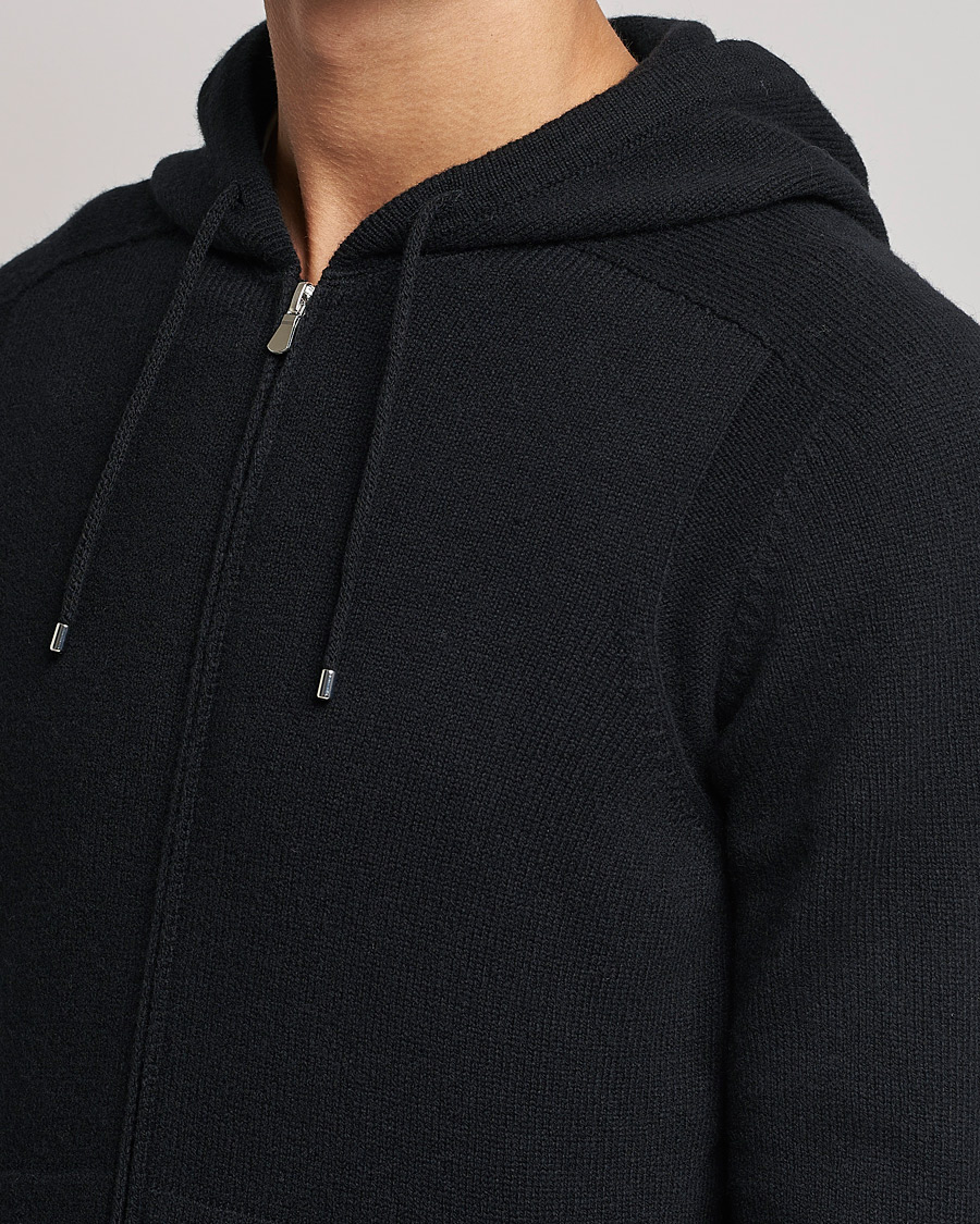 Homme | Pulls Et Tricots | Gran Sasso | Full Zip Wool Hoodie Black