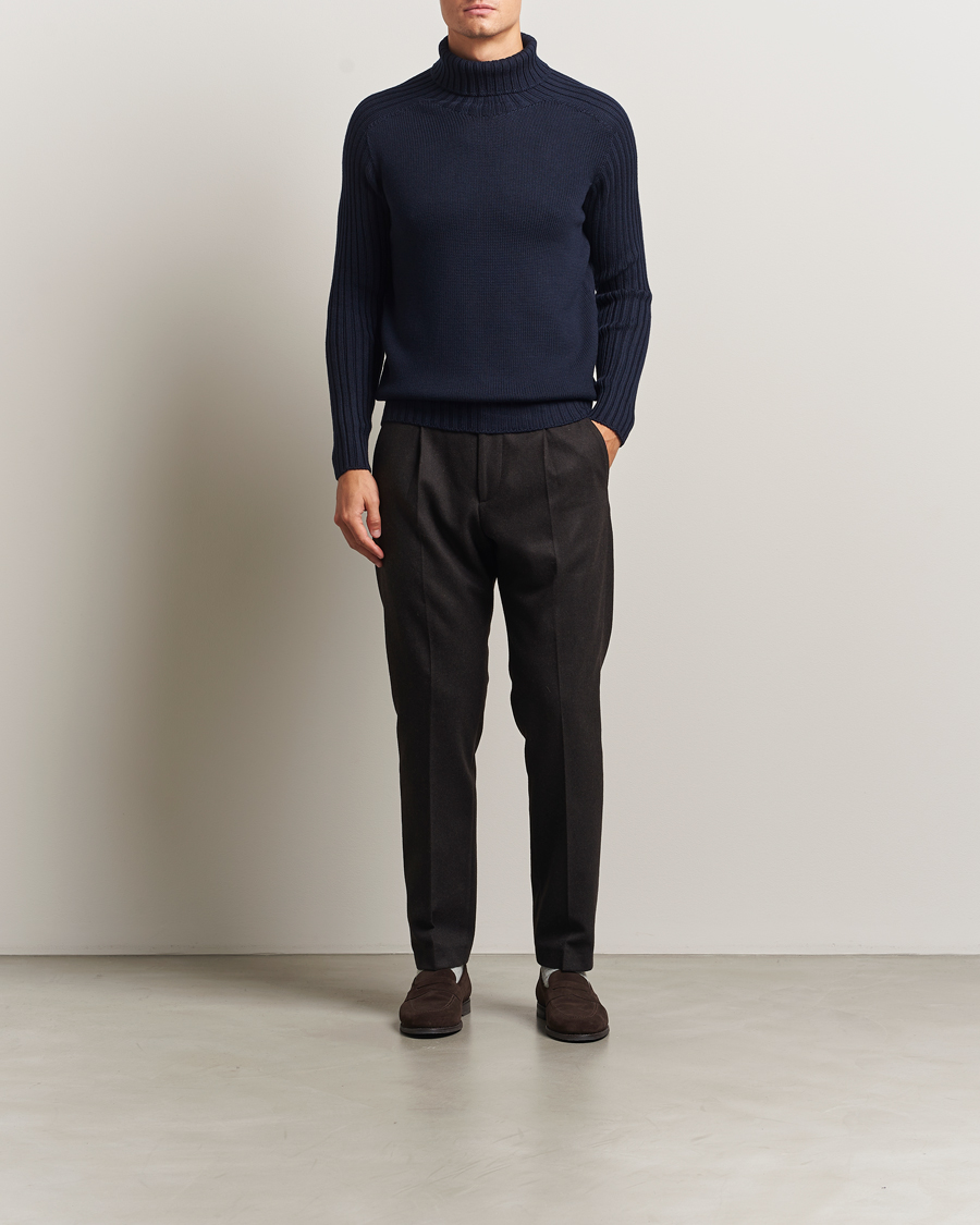 Homme | Pulls Et Tricots | Gran Sasso | Rainwool Rollneck Navy