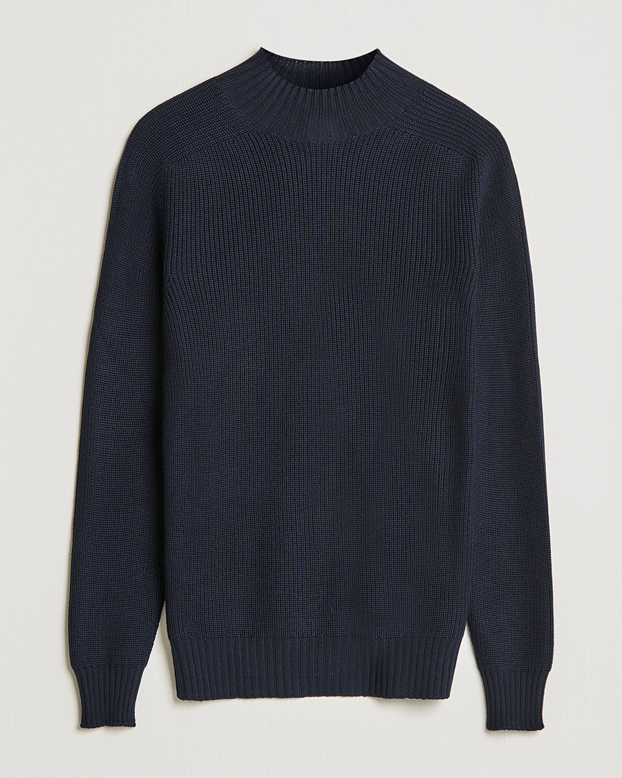 Homme | Pulls Et Tricots | Gran Sasso | Rainwool Mock Neck Navy