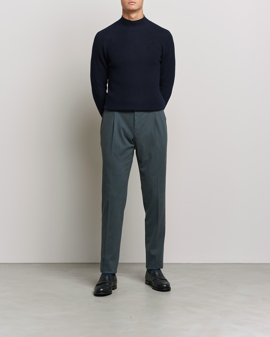 Homme | Pulls Et Tricots | Gran Sasso | Rainwool Mock Neck Navy