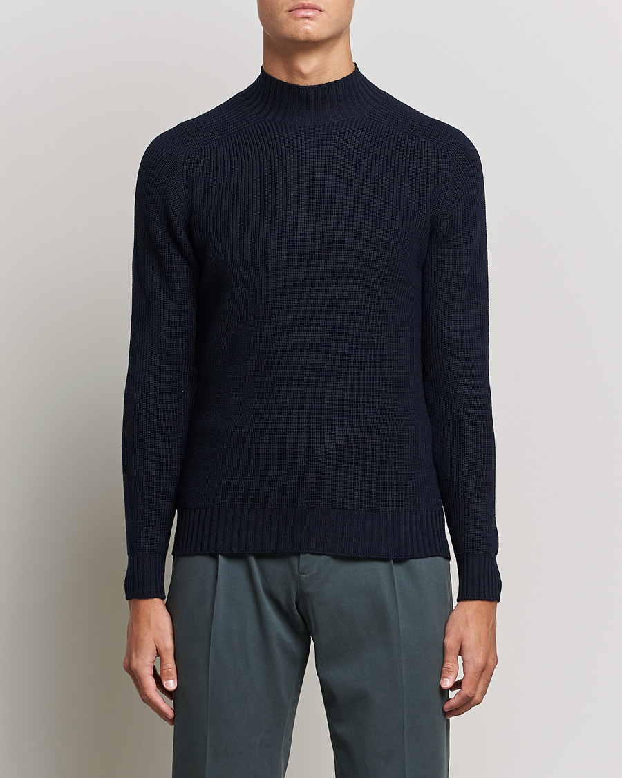 Homme | Pulls Et Tricots | Gran Sasso | Rainwool Mock Neck Navy