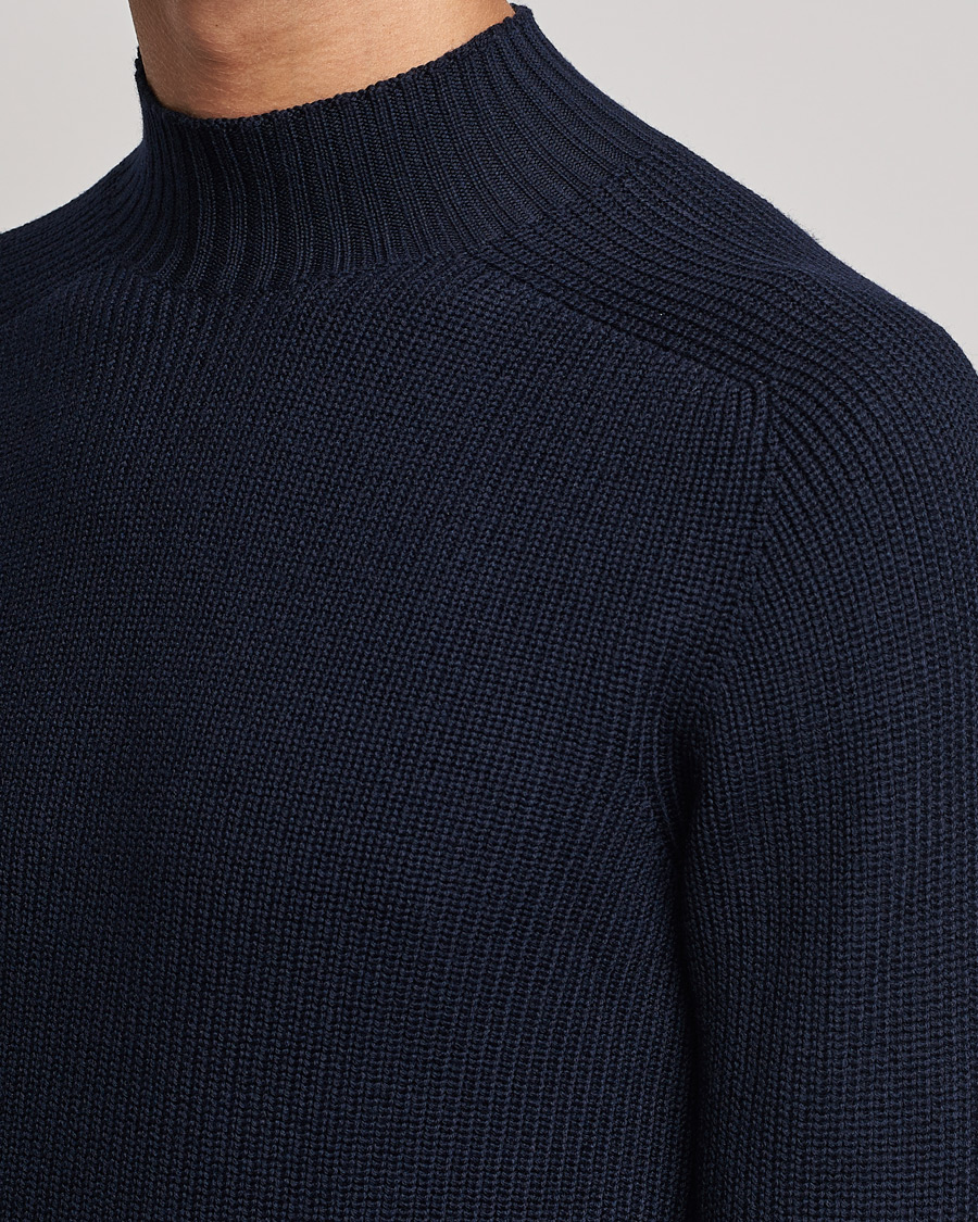 Homme | Pulls Et Tricots | Gran Sasso | Rainwool Mock Neck Navy