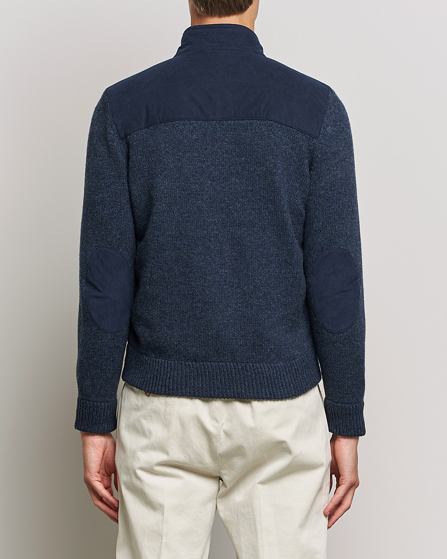 Homme | Pulls Et Tricots | Gran Sasso | Wool/Alcantara Full Zip Navy
