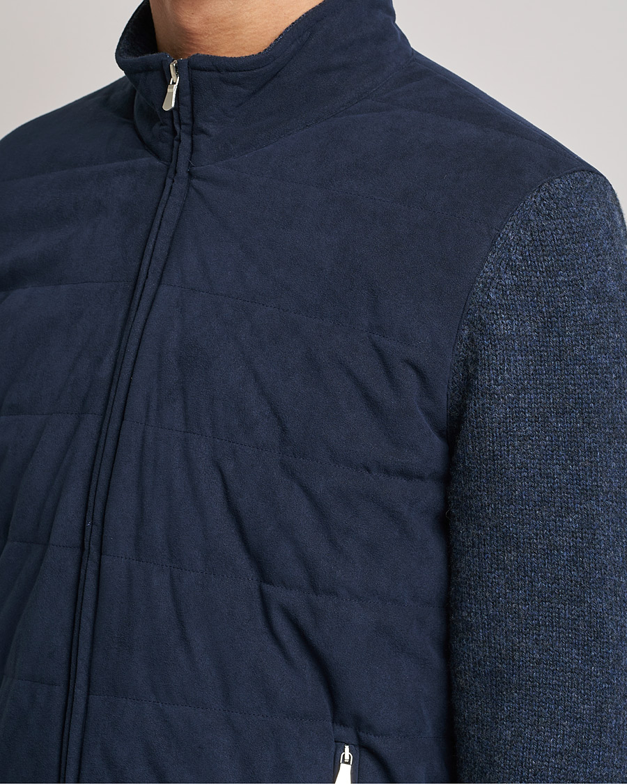 Homme | Pulls Et Tricots | Gran Sasso | Wool/Alcantara Full Zip Navy