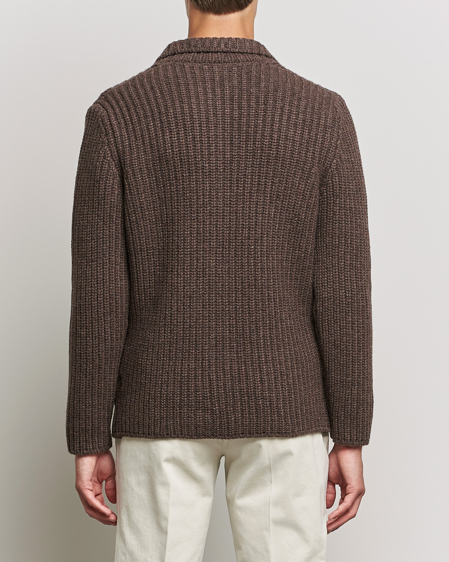 Homme | Pulls Et Tricots | Gran Sasso | Heavy Wool Knitted Blazer Cardigan Brown