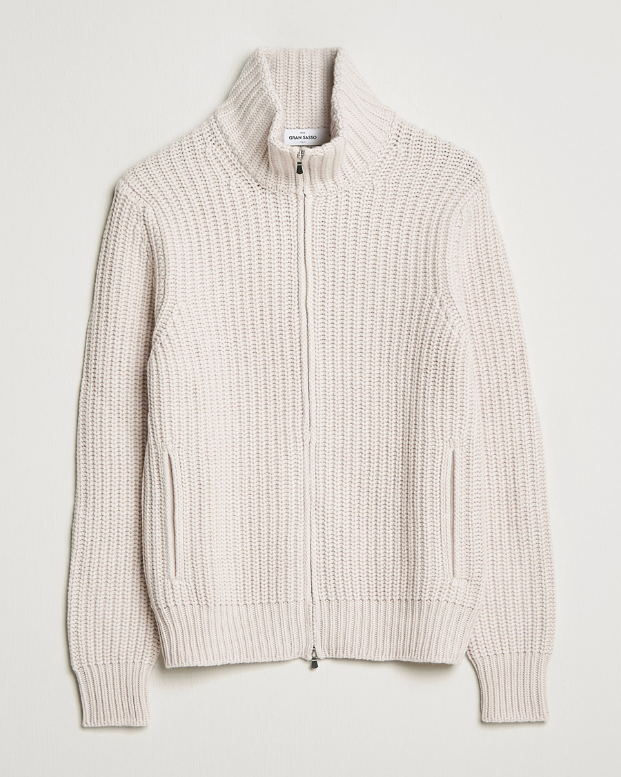 Homme | Pulls Et Tricots | Gran Sasso | Heavy Wool/Cashmere Full Zip Beige