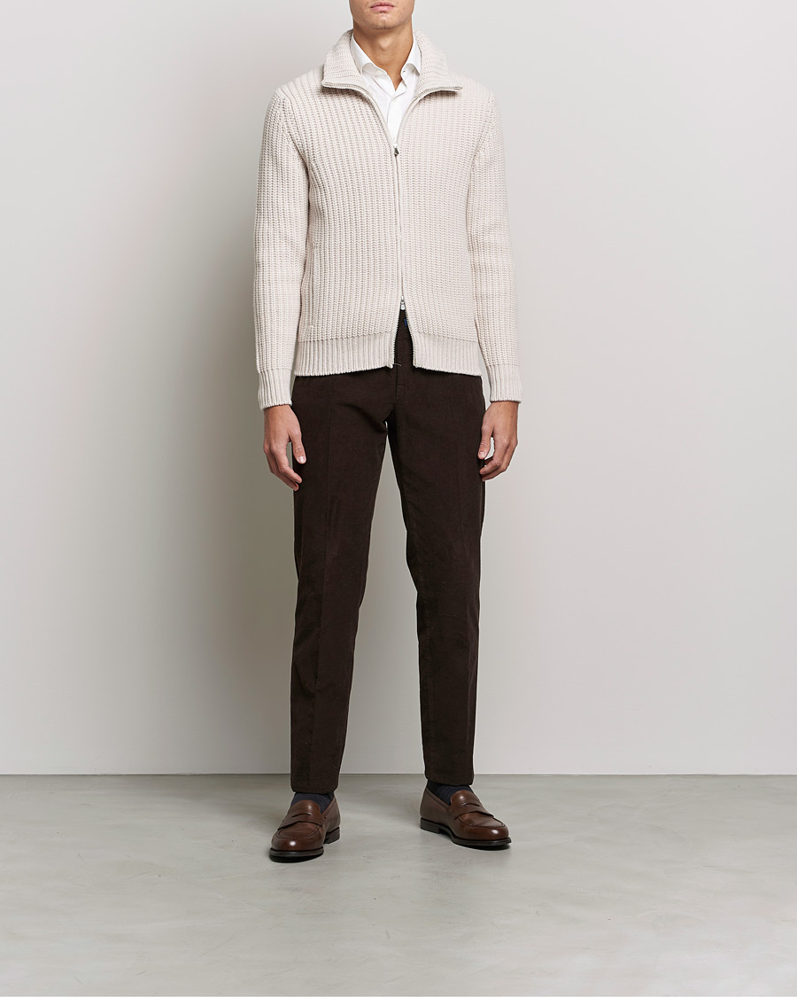 Homme | Pulls Et Tricots | Gran Sasso | Heavy Wool/Cashmere Full Zip Beige