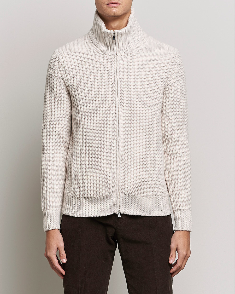 Homme | Pulls Et Tricots | Gran Sasso | Heavy Wool/Cashmere Full Zip Beige