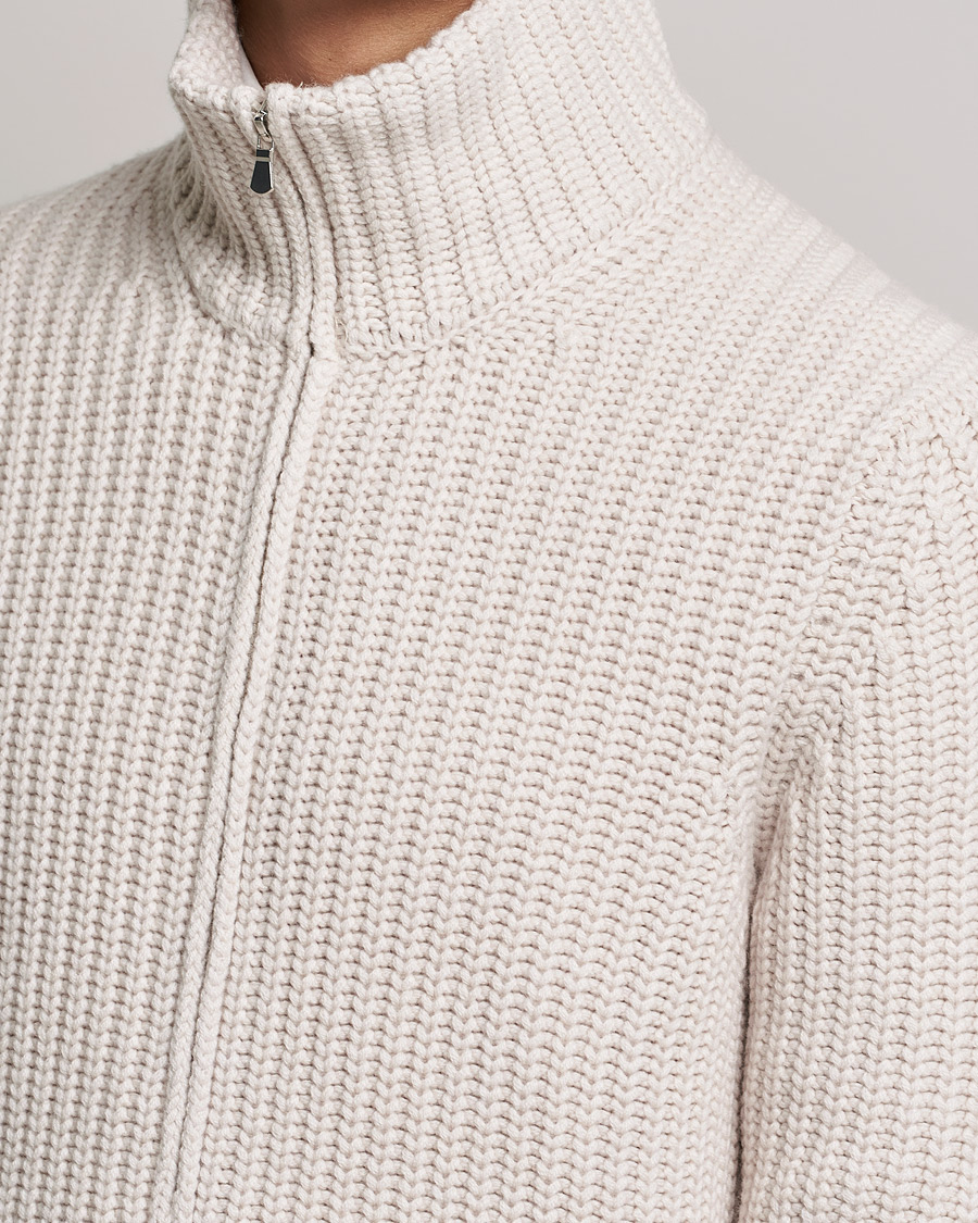 Homme | Pulls Et Tricots | Gran Sasso | Heavy Wool/Cashmere Full Zip Beige