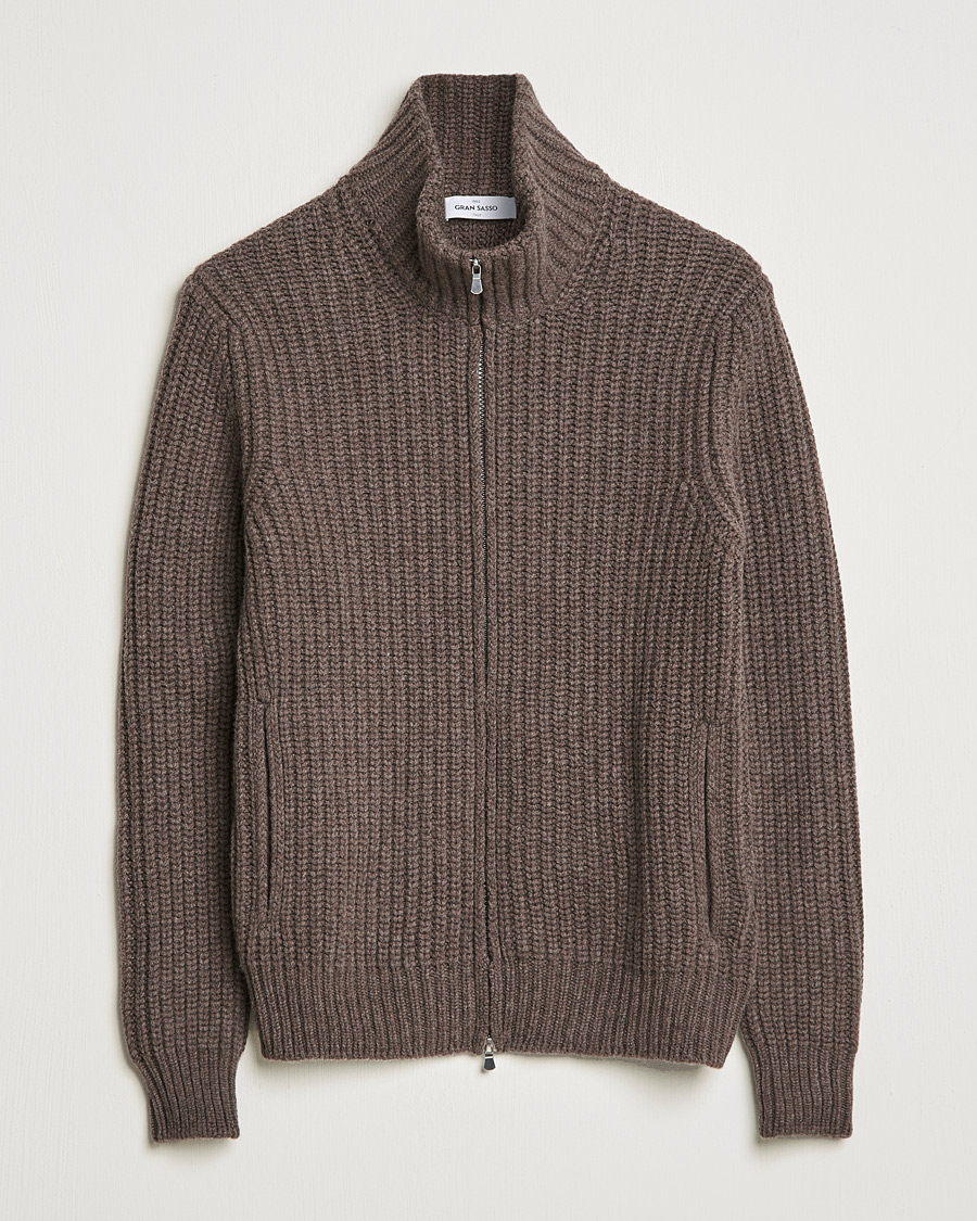 Homme | Pulls Et Tricots | Gran Sasso | Heavy Wool/Cashmere Full Zip Brown
