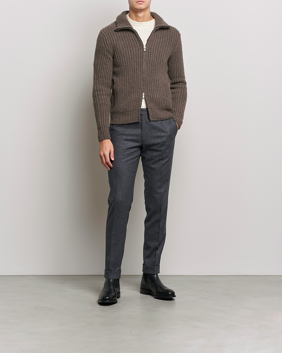 Homme | Pulls Et Tricots | Gran Sasso | Heavy Wool/Cashmere Full Zip Brown