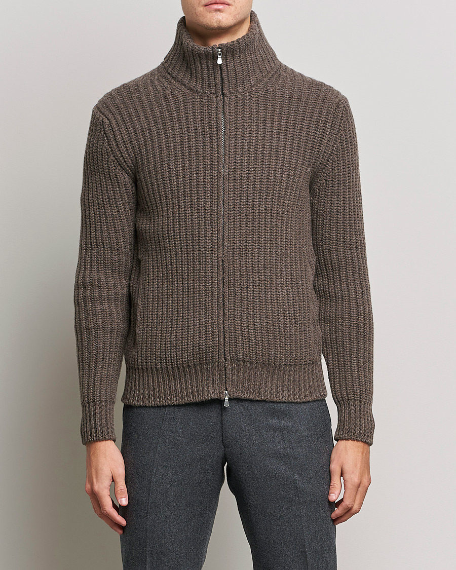 Homme | Pulls Et Tricots | Gran Sasso | Heavy Wool/Cashmere Full Zip Brown