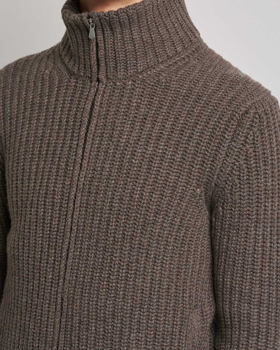 Homme | Pulls Et Tricots | Gran Sasso | Heavy Wool/Cashmere Full Zip Brown