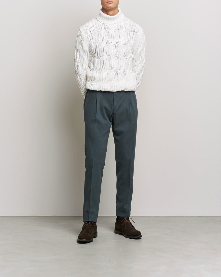 Homme | Pulls Et Tricots | Gran Sasso | Cable Knitted Wool/Cashmere Roll Neck Off White