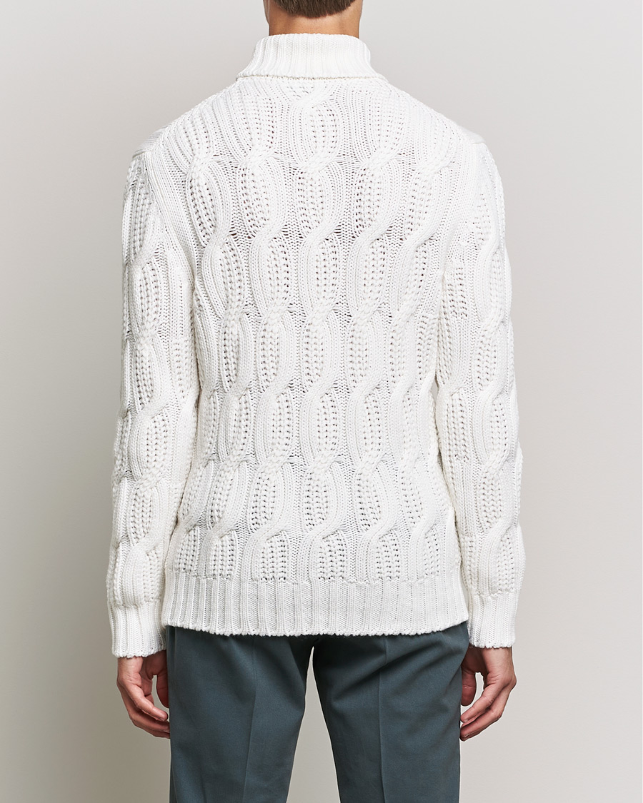 Homme | Pulls Et Tricots | Gran Sasso | Cable Knitted Wool/Cashmere Roll Neck Off White