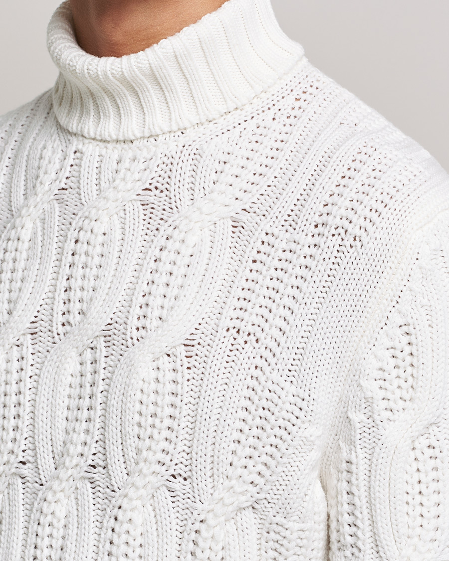 Homme | Pulls Et Tricots | Gran Sasso | Cable Knitted Wool/Cashmere Roll Neck Off White