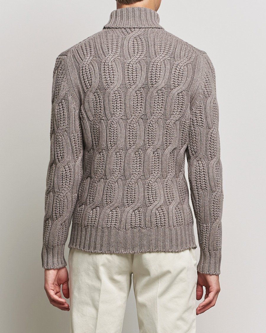 Homme | Pulls Et Tricots | Gran Sasso | Cable Knitted Wool/Cashmere Roll Neck Brown