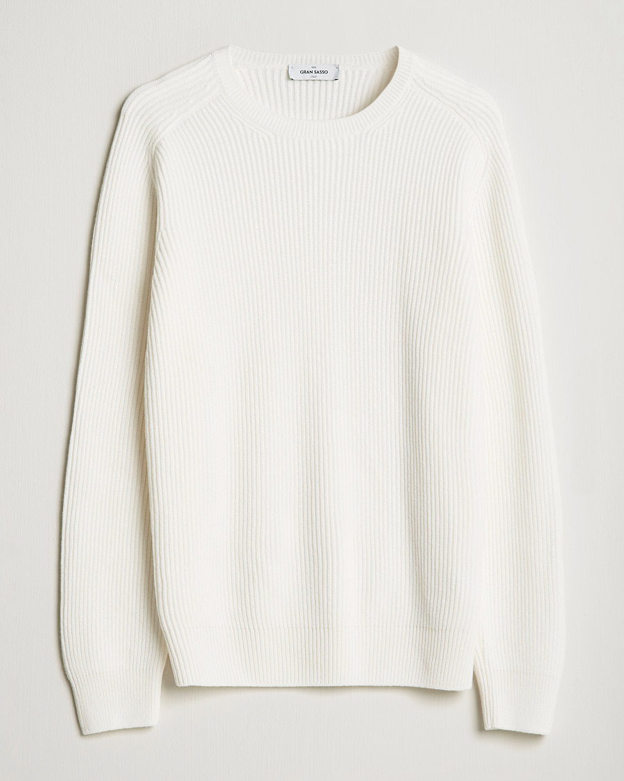Homme | Pulls Et Tricots | Gran Sasso | Knitted Wool/Cashmere Structure Crewneck Off White