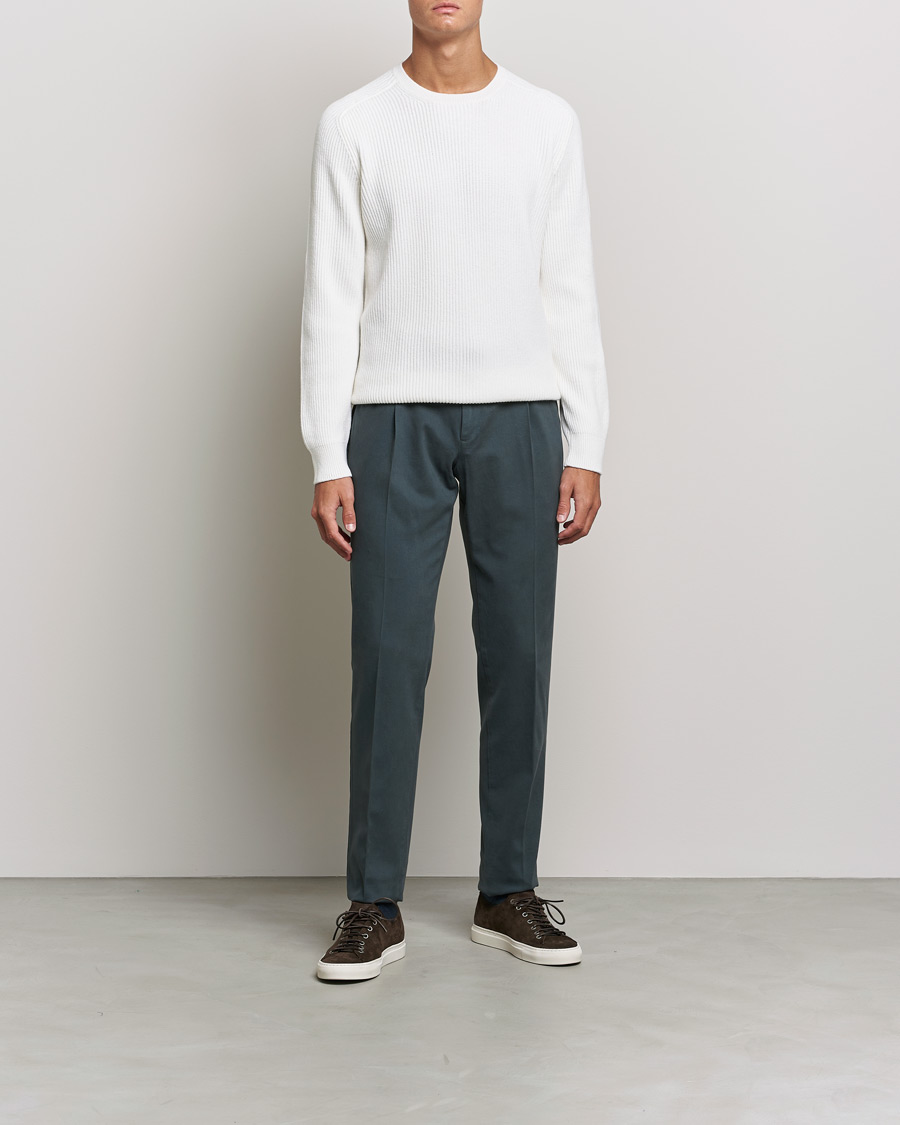 Homme | Pulls Et Tricots | Gran Sasso | Knitted Wool/Cashmere Structure Crewneck Off White