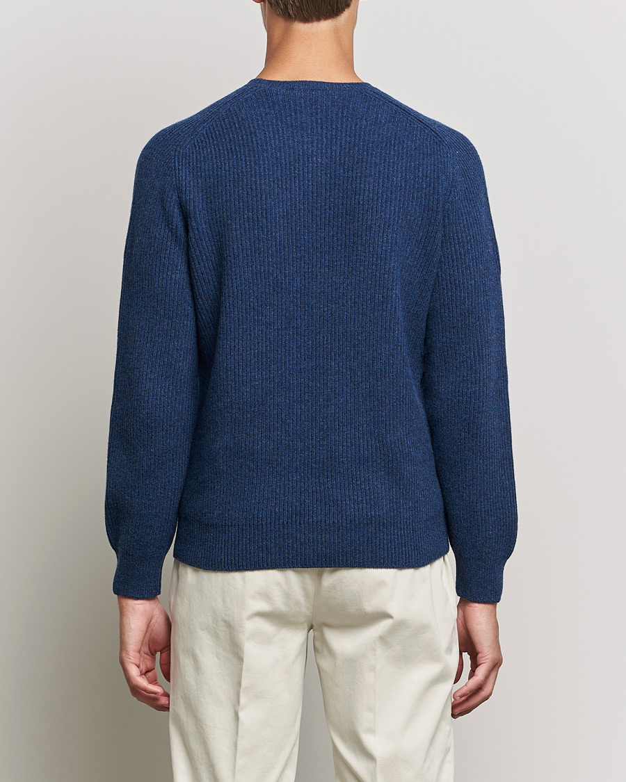 Homme | Pulls Et Tricots | Gran Sasso | Knitted Wool/Cashmere Structure Crewneck Navy
