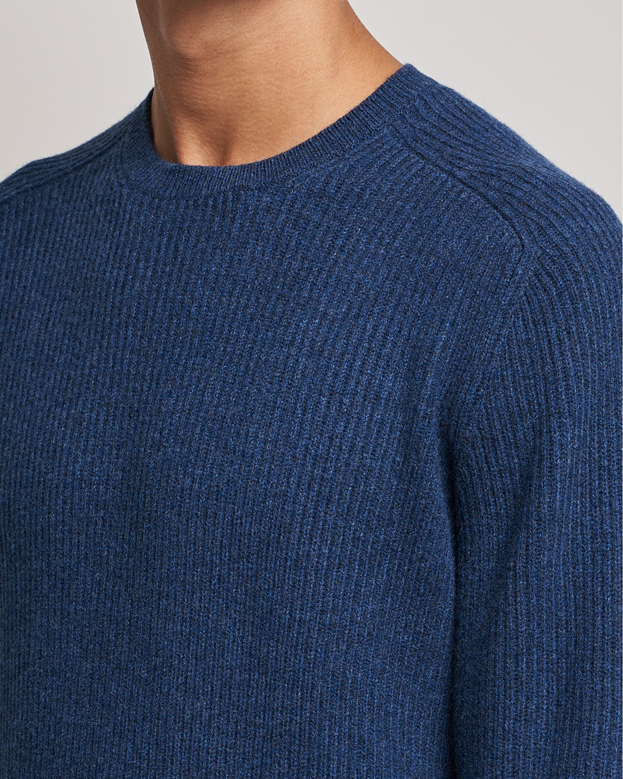 Homme | Pulls Et Tricots | Gran Sasso | Knitted Wool/Cashmere Structure Crewneck Navy