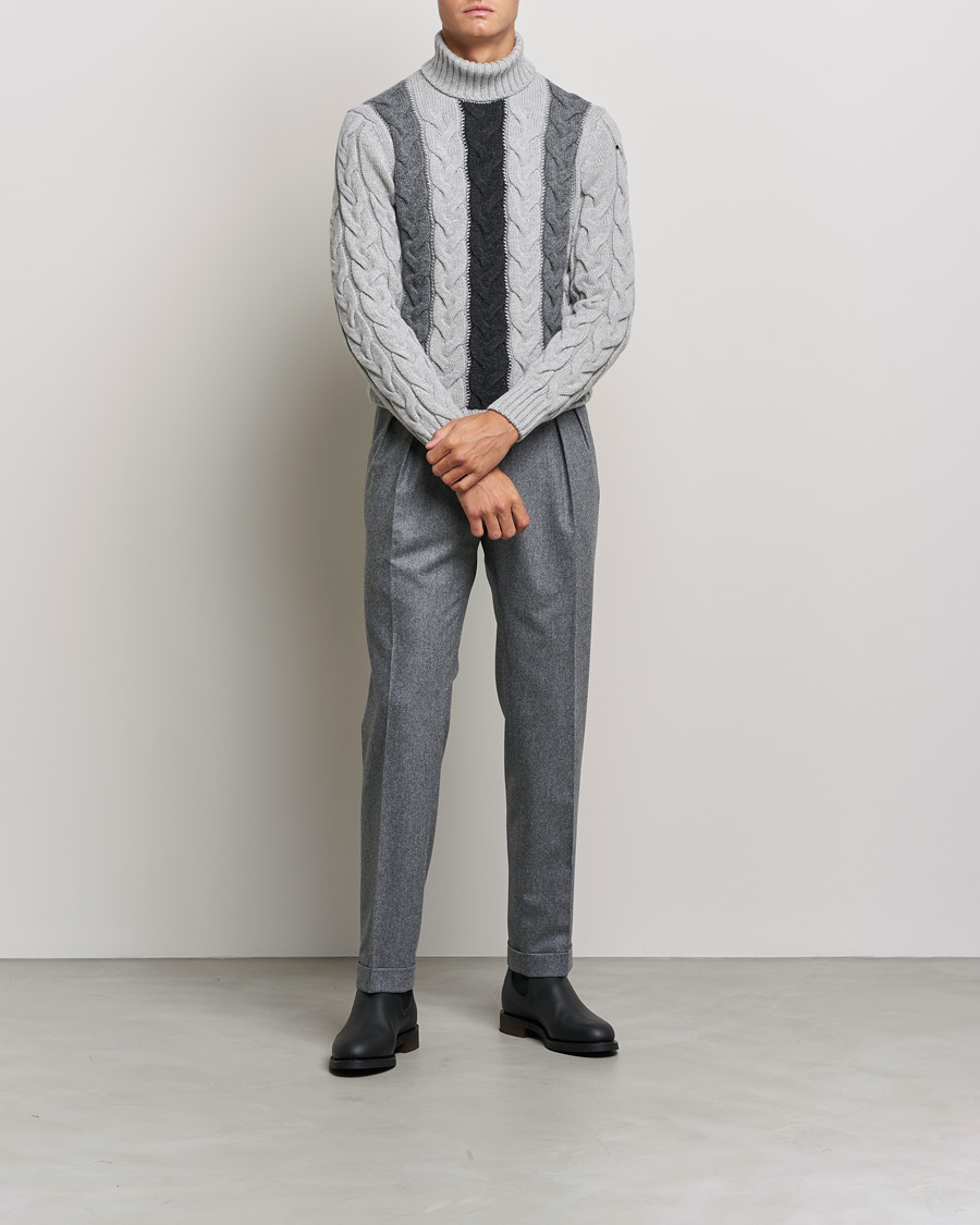 Homme | Pulls Et Tricots | Gran Sasso | Cable Knitted Wool Rollneck Grey