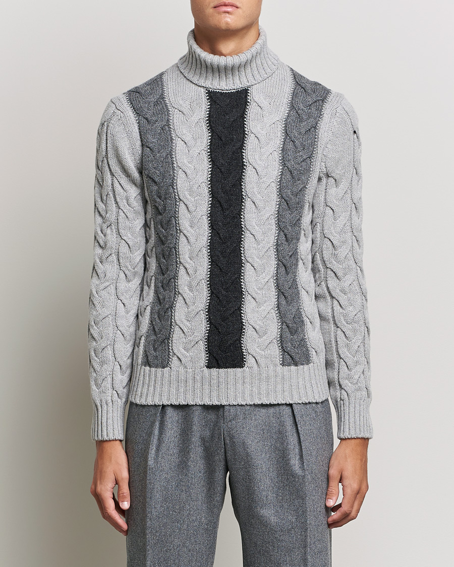 Homme | Pulls Et Tricots | Gran Sasso | Cable Knitted Wool Rollneck Grey
