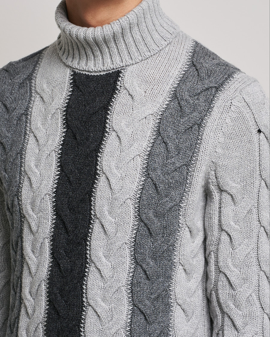 Homme | Pulls Et Tricots | Gran Sasso | Cable Knitted Wool Rollneck Grey