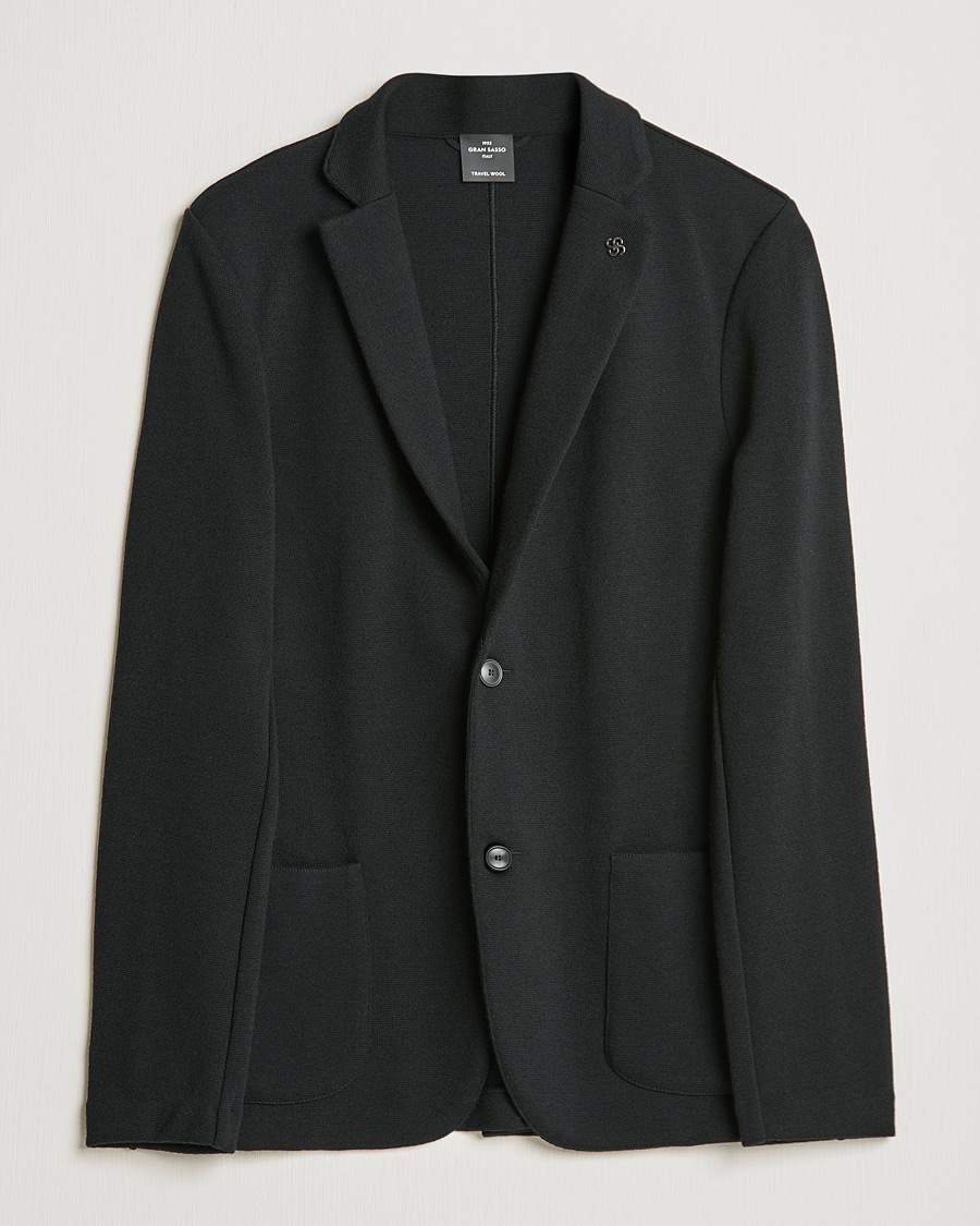 Homme | Blazers | Gran Sasso | Travel Wool Knitted Jacket Black