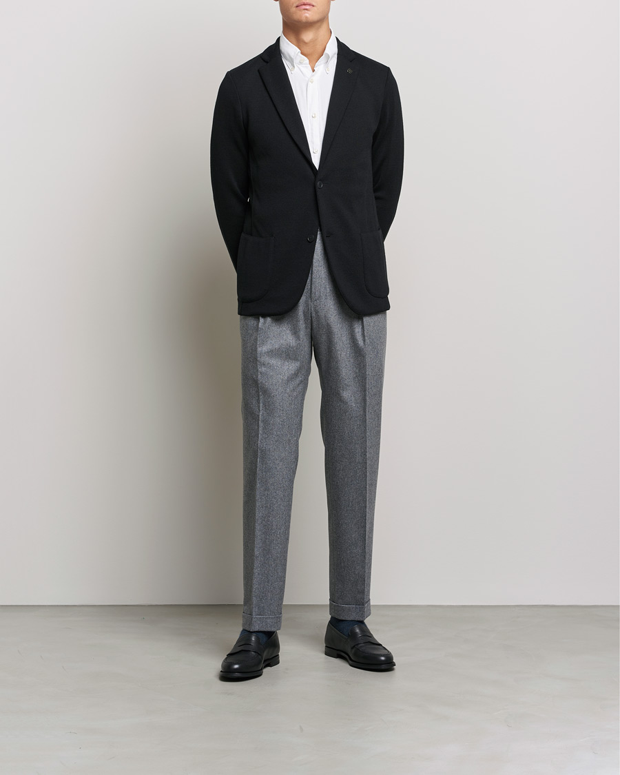 Homme | Blazers | Gran Sasso | Travel Wool Knitted Jacket Black