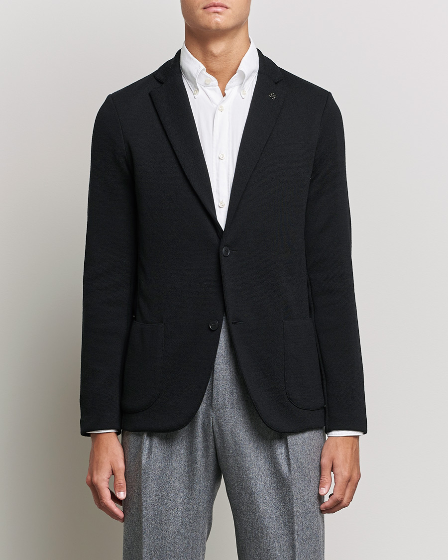 Homme | Blazers | Gran Sasso | Travel Wool Knitted Jacket Black