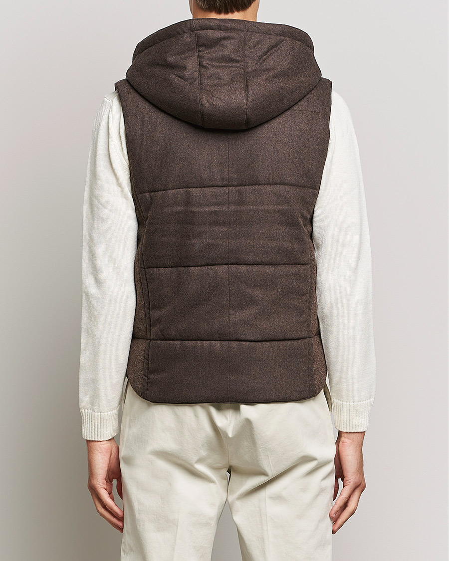 Homme | Pulls Et Tricots | Gran Sasso | Wool Flannel Hooded Vest Brown