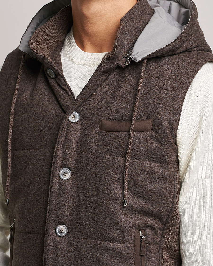 Homme | Pulls Et Tricots | Gran Sasso | Wool Flannel Hooded Vest Brown