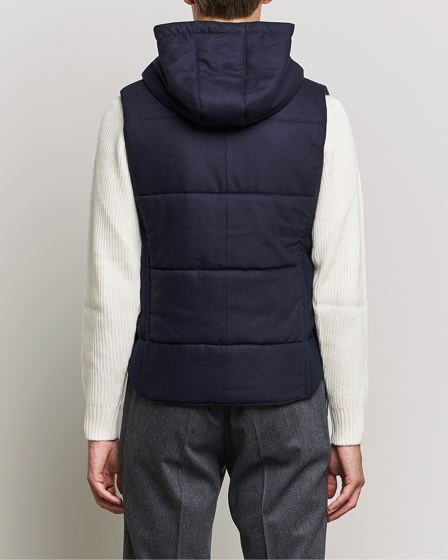 Homme | Pulls Et Tricots | Gran Sasso | Wool Flannel Hooded Vest Navy