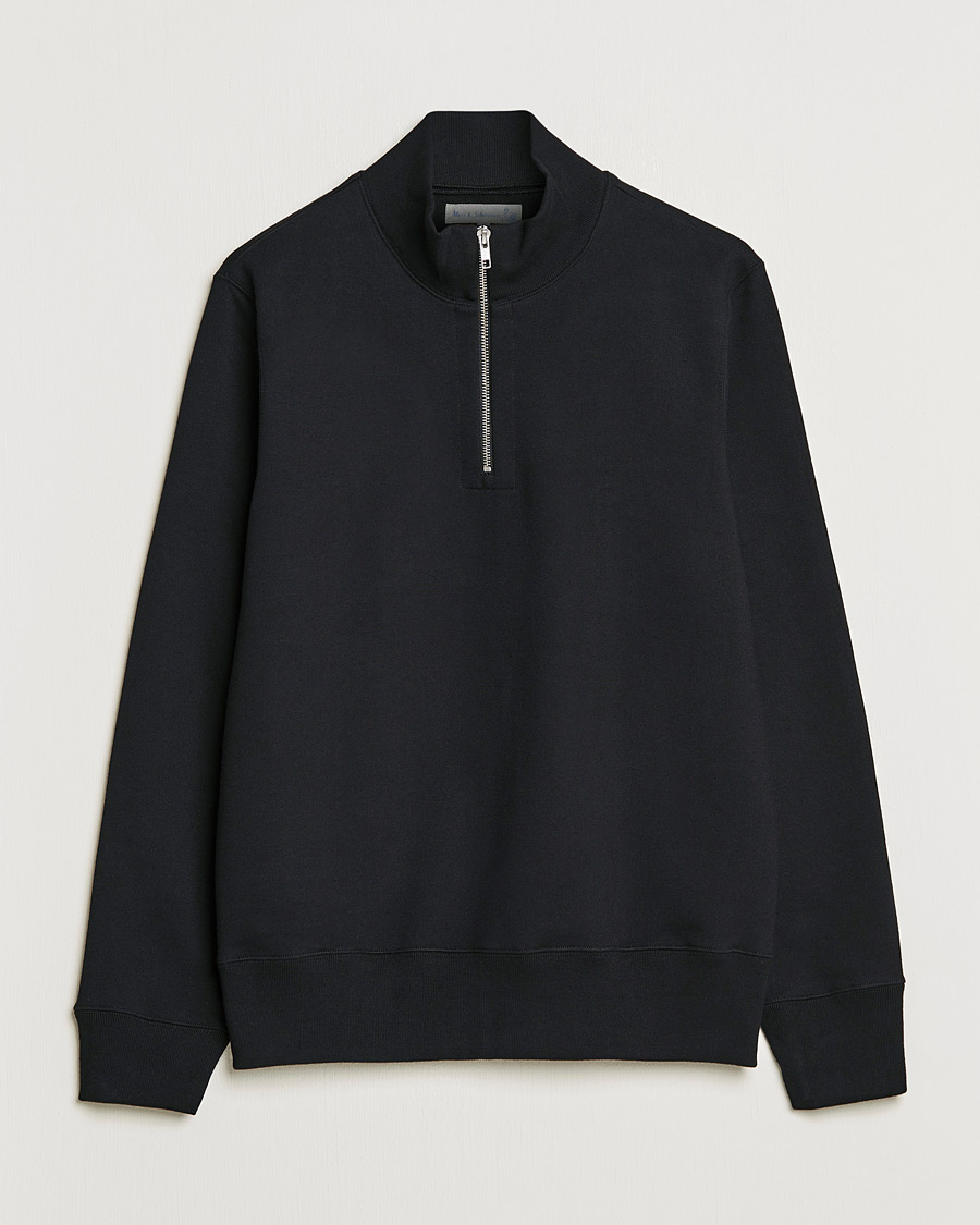 Homme | Pulls Et Tricots | Merz b. Schwanen | Organic Cotton Half Zip Sweat Black