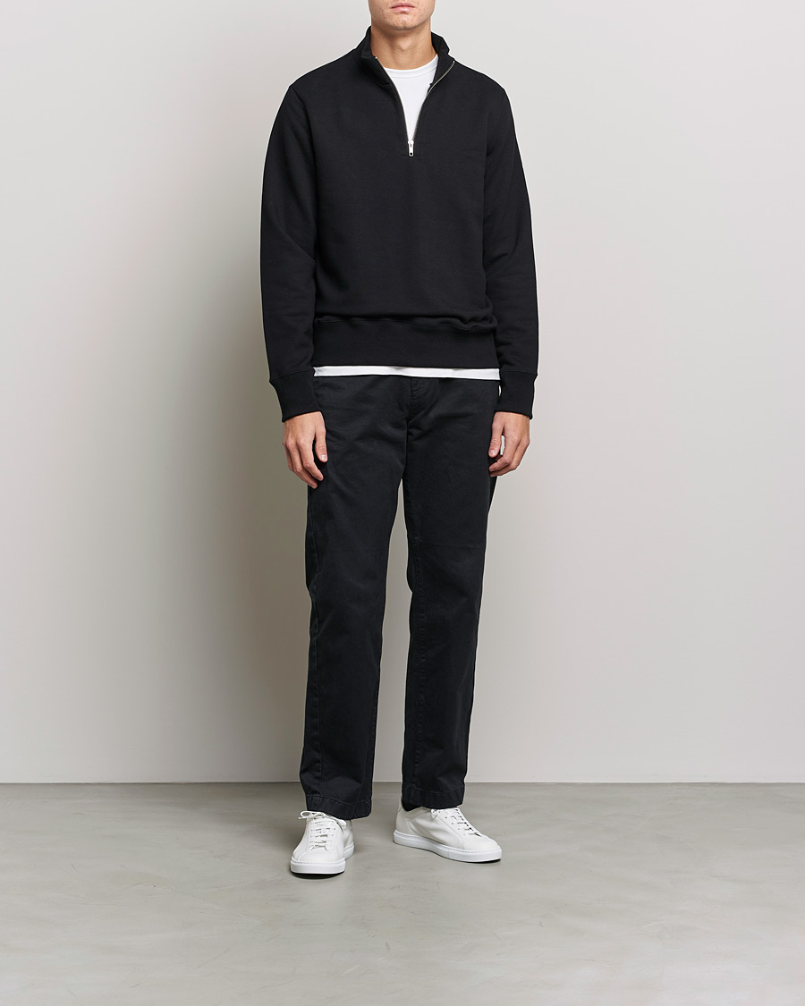 Homme | Pulls Et Tricots | Merz b. Schwanen | Organic Cotton Half Zip Sweat Black