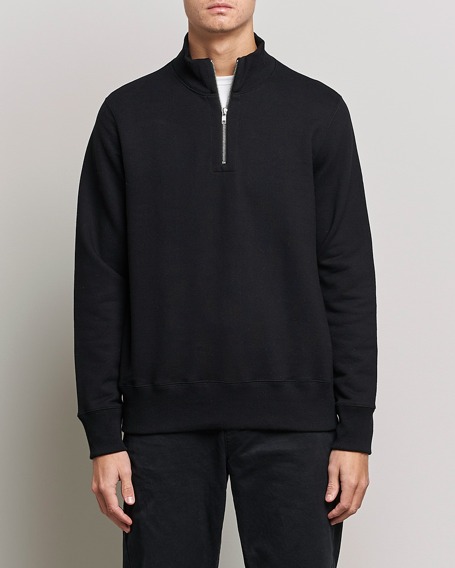 Homme | Pulls Et Tricots | Merz b. Schwanen | Organic Cotton Half Zip Sweat Black