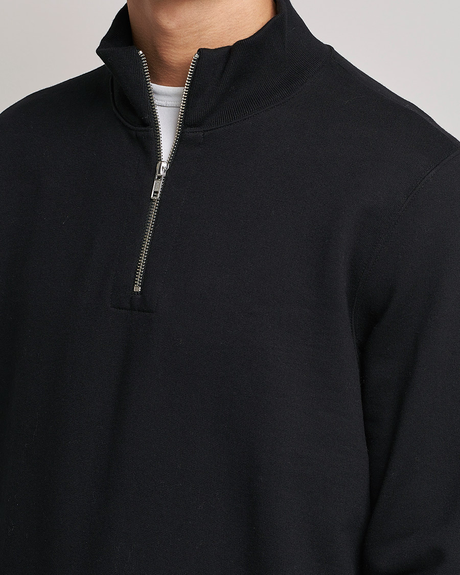 Homme | Pulls Et Tricots | Merz b. Schwanen | Organic Cotton Half Zip Sweat Black