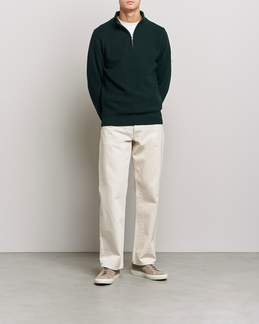 Homme | Pulls Et Tricots | Merz b. Schwanen | Merino Wool Half Zip Forest