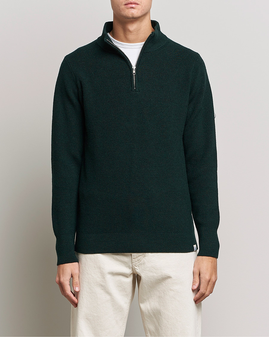 Homme | Pulls Et Tricots | Merz b. Schwanen | Merino Wool Half Zip Forest