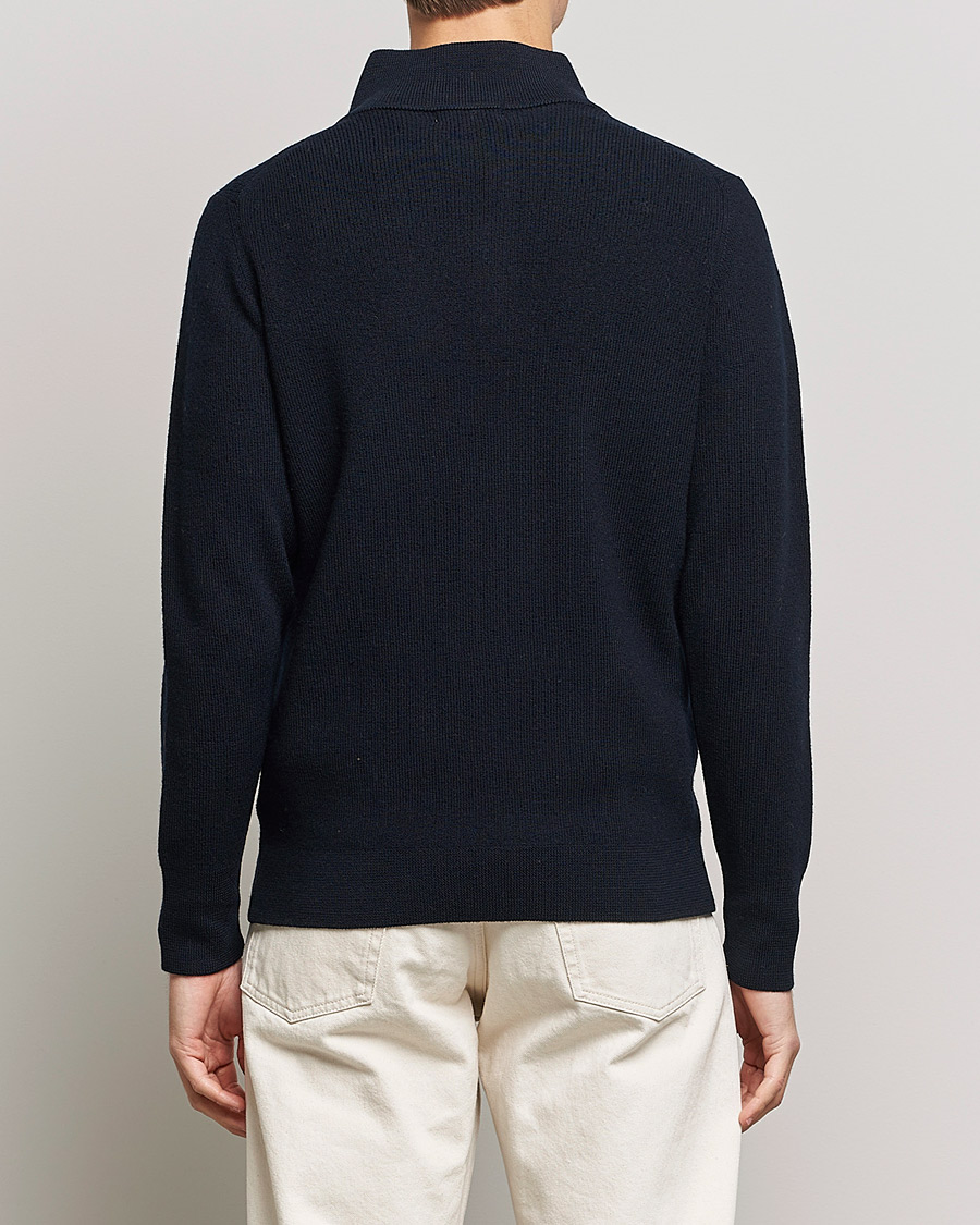 Homme | Pulls Et Tricots | Merz b. Schwanen | Merino Wool Half Zip Dark Navy